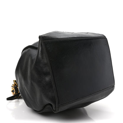 Chanel Lambskin CC Stitched Drawstring Bucket Bag Dark Brown 5 of 12