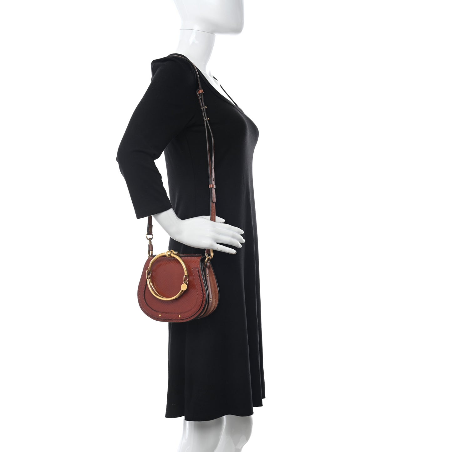 Ayers Suede Small Nile Bracelet Bag Chestnut Brown