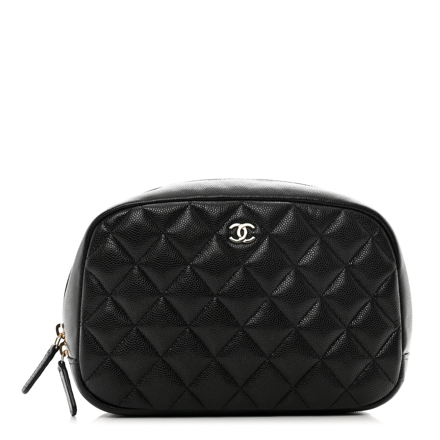 Caviar Quilted Medium Curvy Pouch Cosmetic Case Black