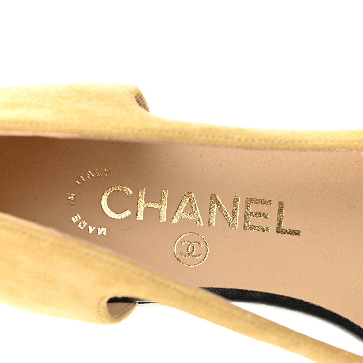 Chanel Suede Calfskin Lambskin Crystal Bow CC Ballerina Flats 36.5 Beige Black 7 of 9