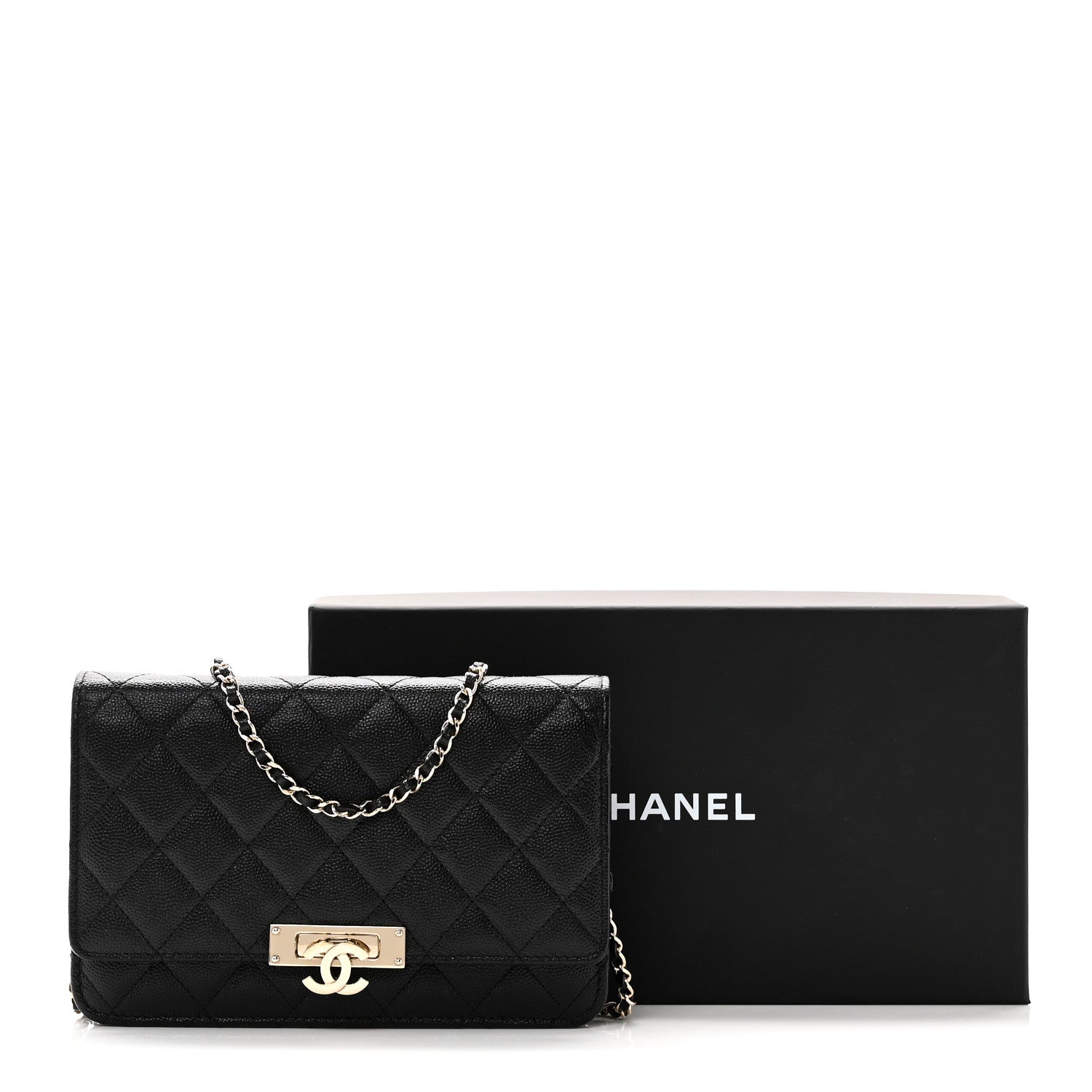 Chanel Caviar Quilted Golden Class Wallet On Chain WOC Black 12 of 12