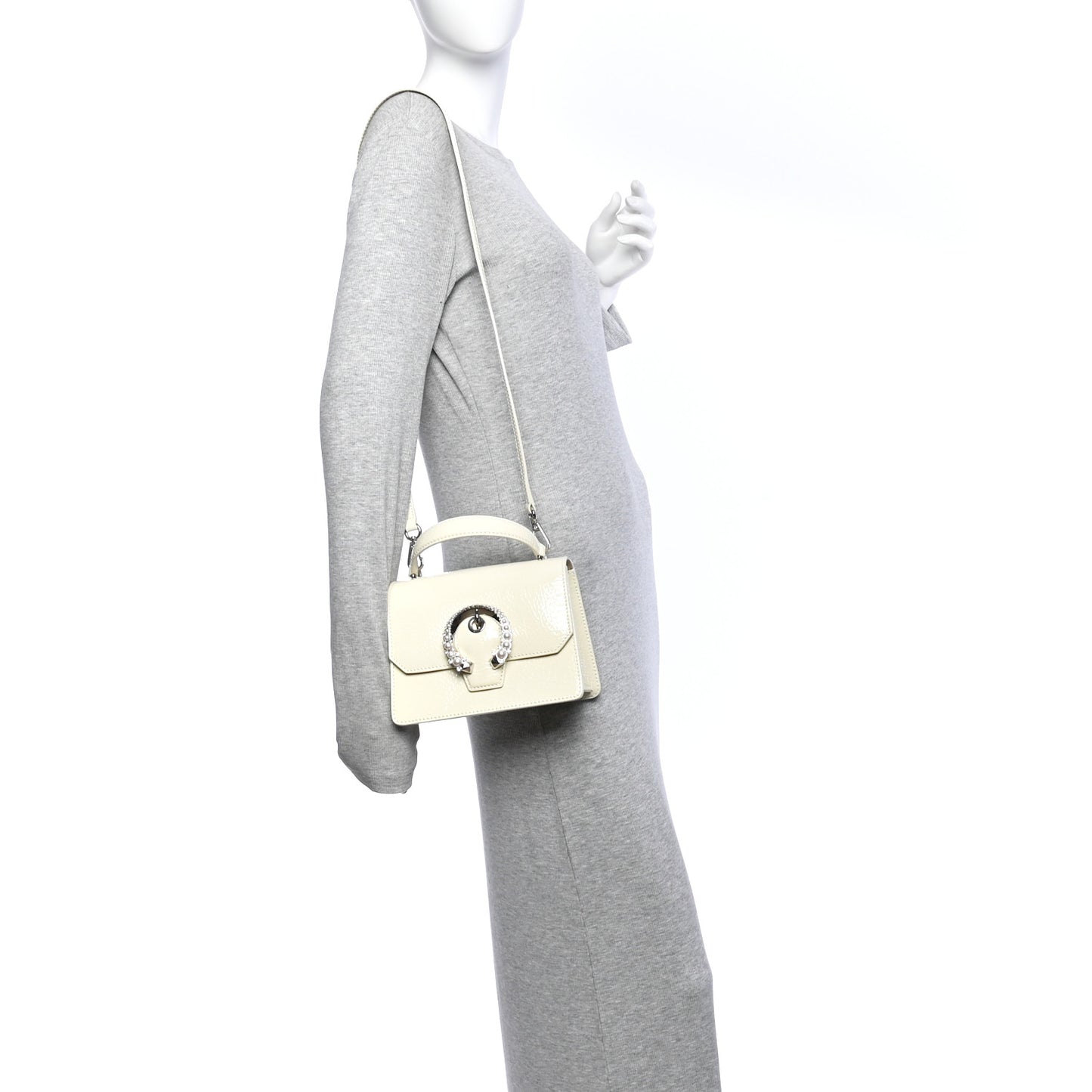 Textured Patent Calfskin Small Madeline Satchel Latte
