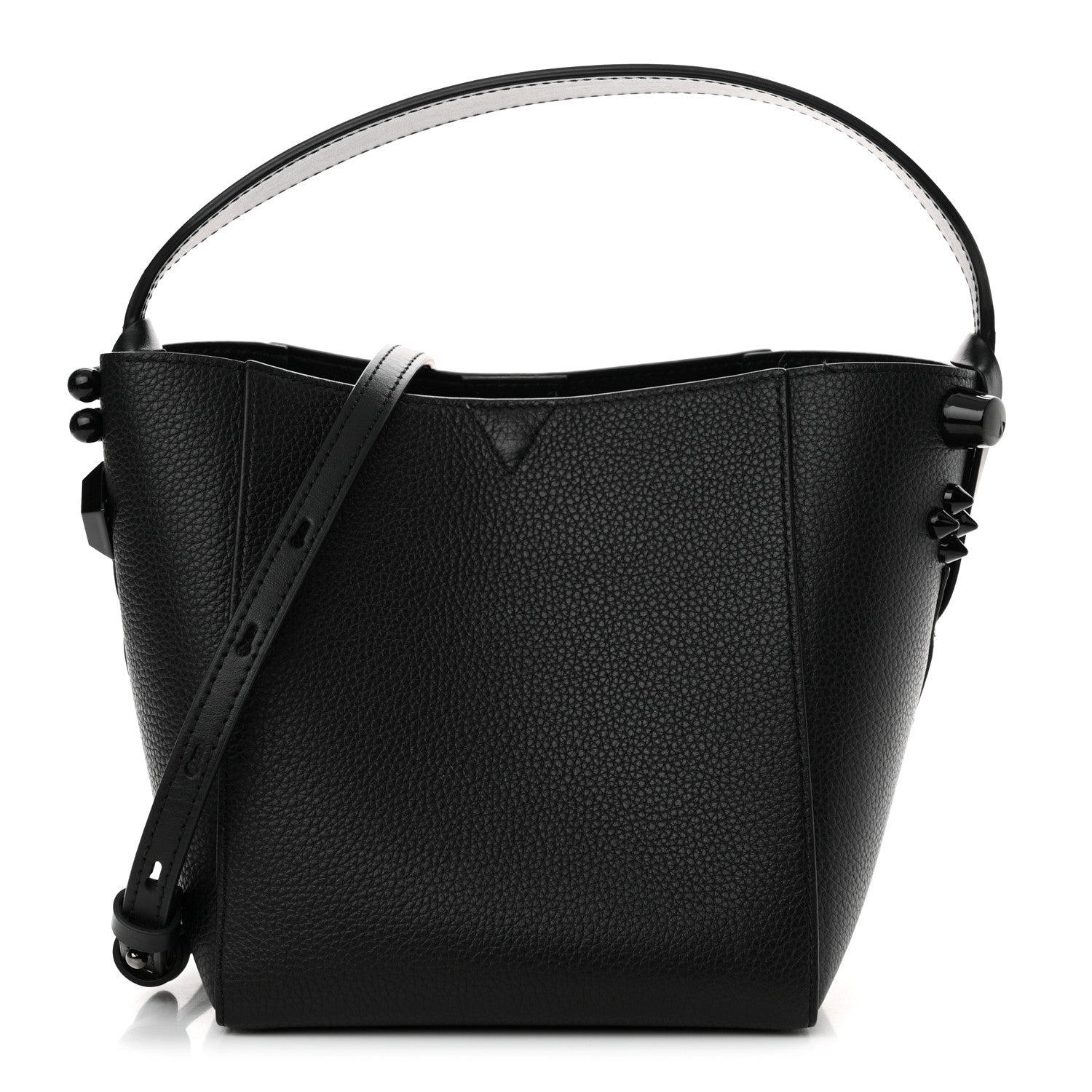Christian Louboutin Calfskin Empire Spike Studded Mini Cabachic Bucket Bag Black 1 of 13