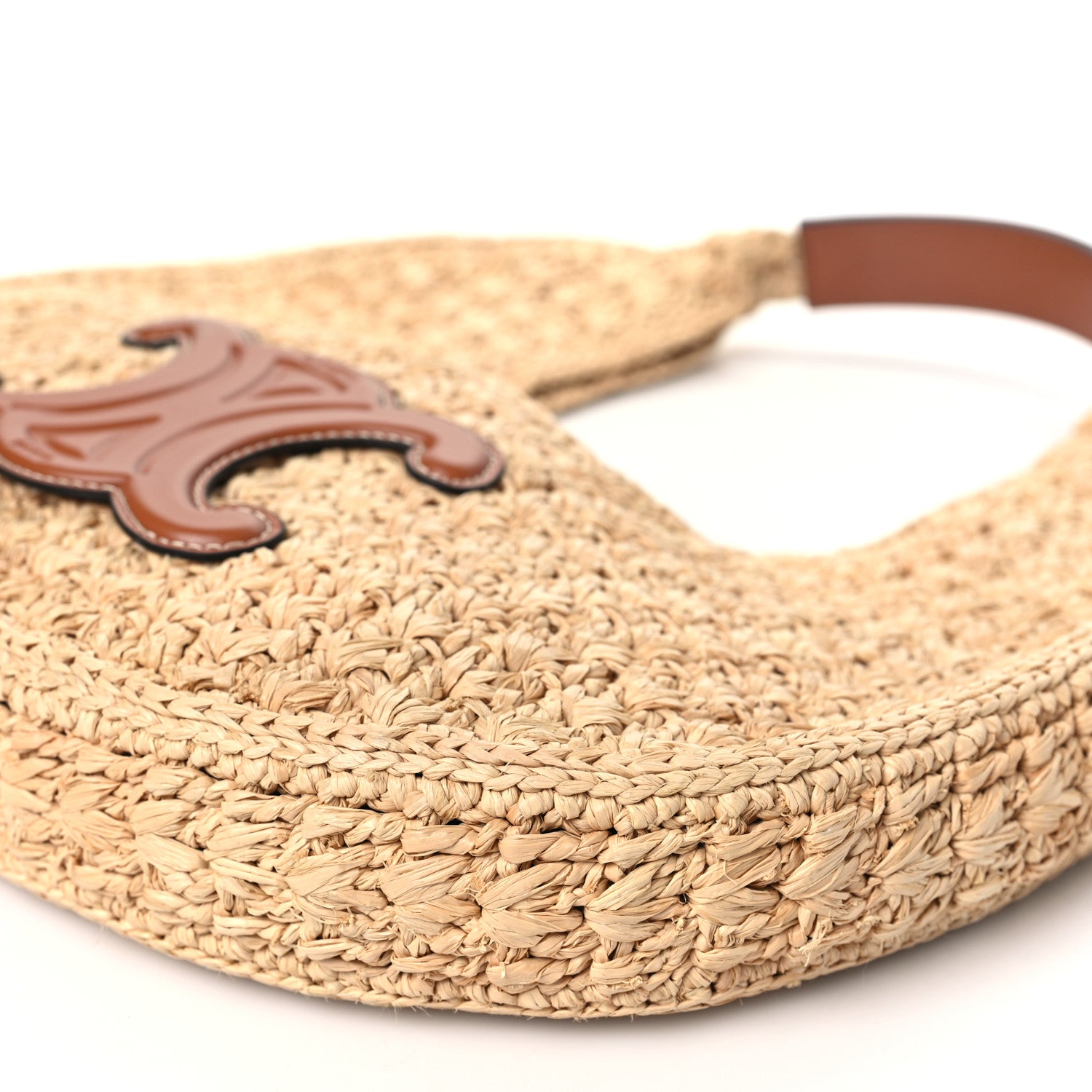 Celine Raffia Calfskin Triomphe Panier Hobo Bag Natural Tan 10 of 10