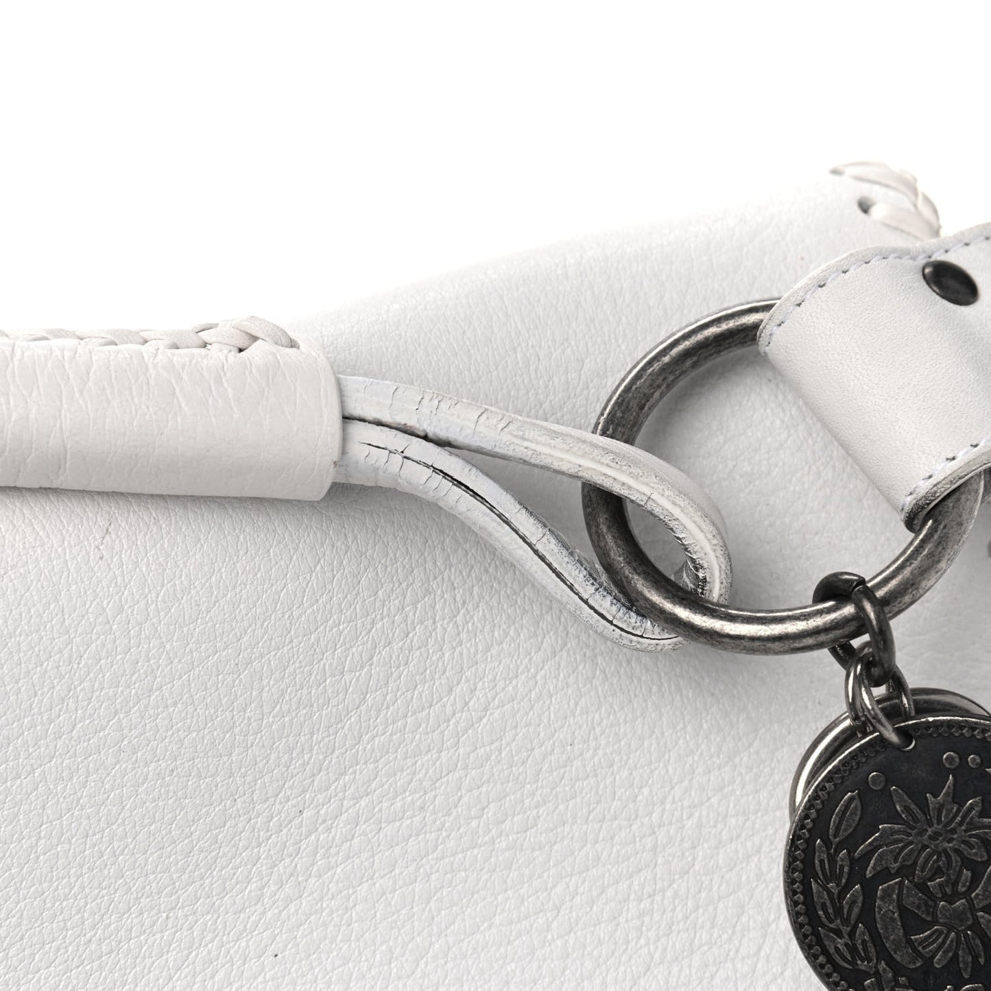 Calfskin Whipstitch Gaucho Double Saddle Bag White