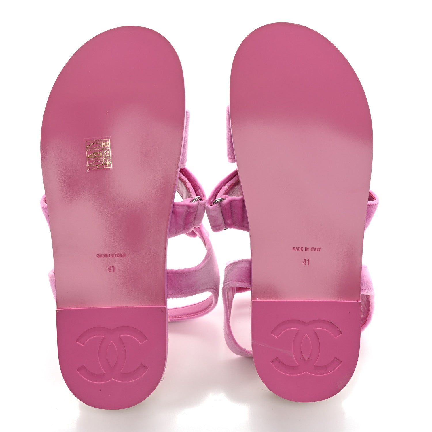 Chanel Velvet CC Flat Sandals 41 Pink 4 of 10