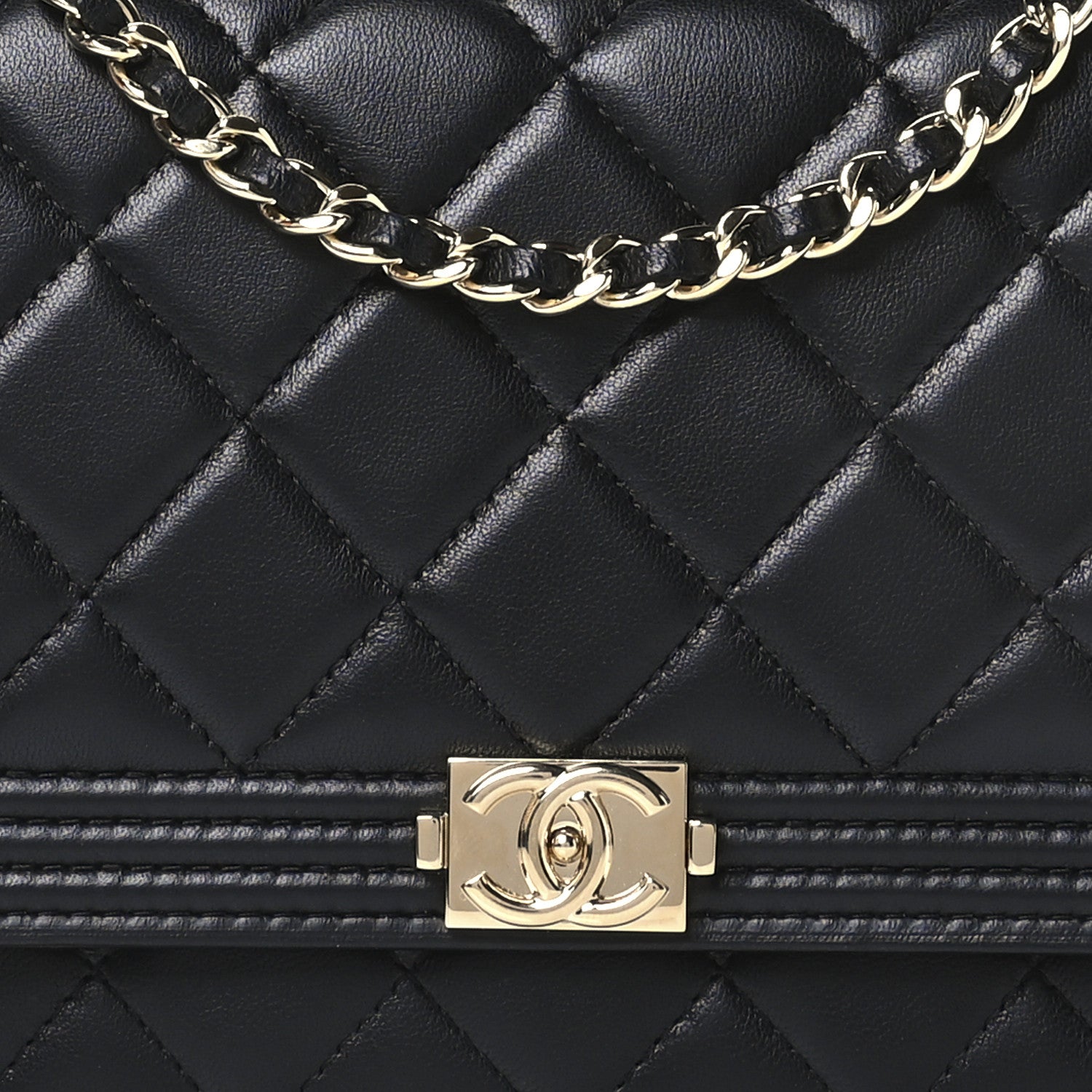 Chanel Lambskin Quilted Boy Wallet On Chain WOC Black 9 of 12