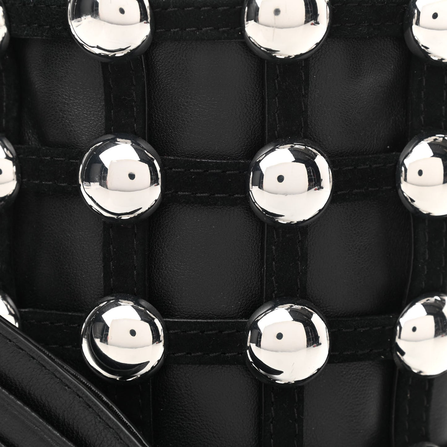 Calfskin Crystal Embellished Roxy Mini Bucket Bag Black