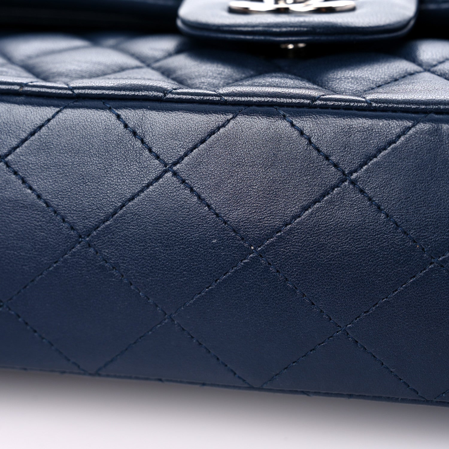 Chanel Lambskin Quilted Medium Double Flap Navy 16 of 17