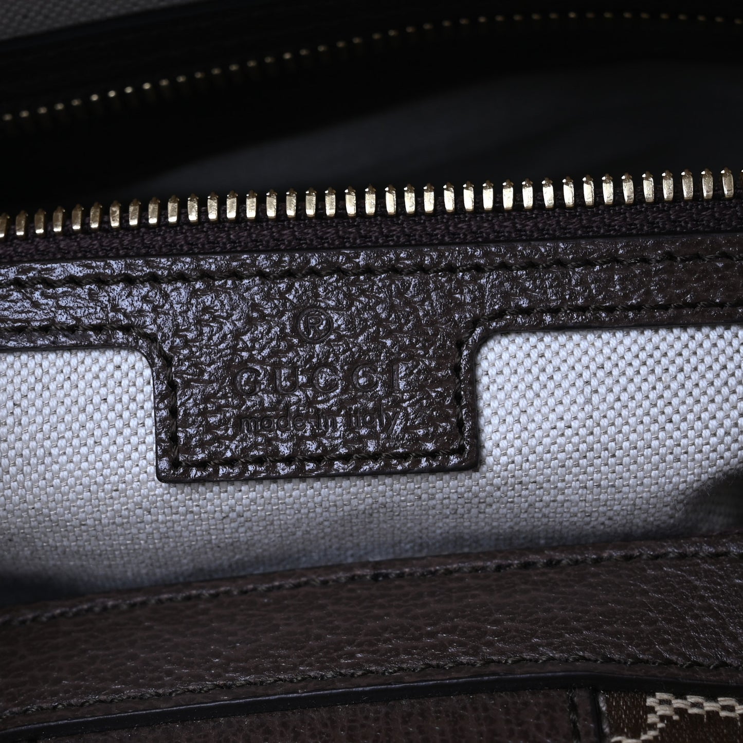 Monogram Jumbo GG Textured Dollar Calfskin Web Medium Duffle Bag Camel Ebony