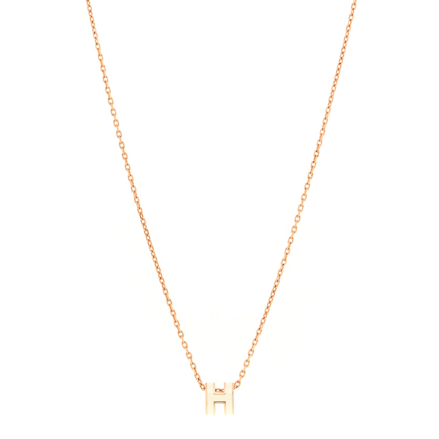 Lacquered Gold Mini Pop H Pendant Necklace White