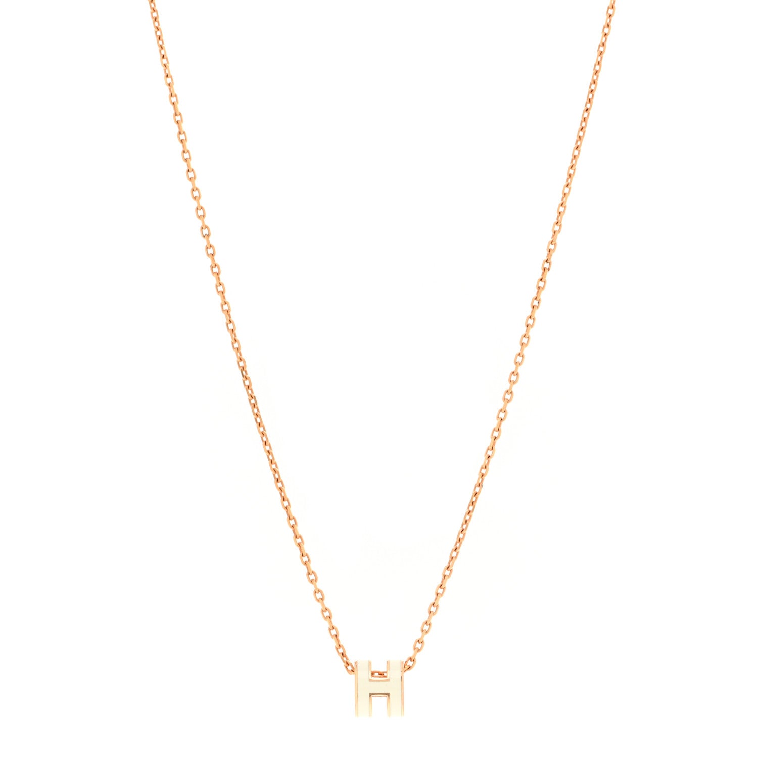 Hermes Lacquered Gold Mini Pop H Pendant Necklace White 1 of 8