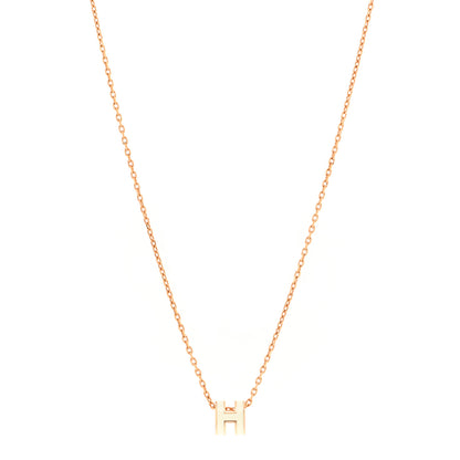 Hermes Lacquered Gold Mini Pop H Pendant Necklace White 1 of 8