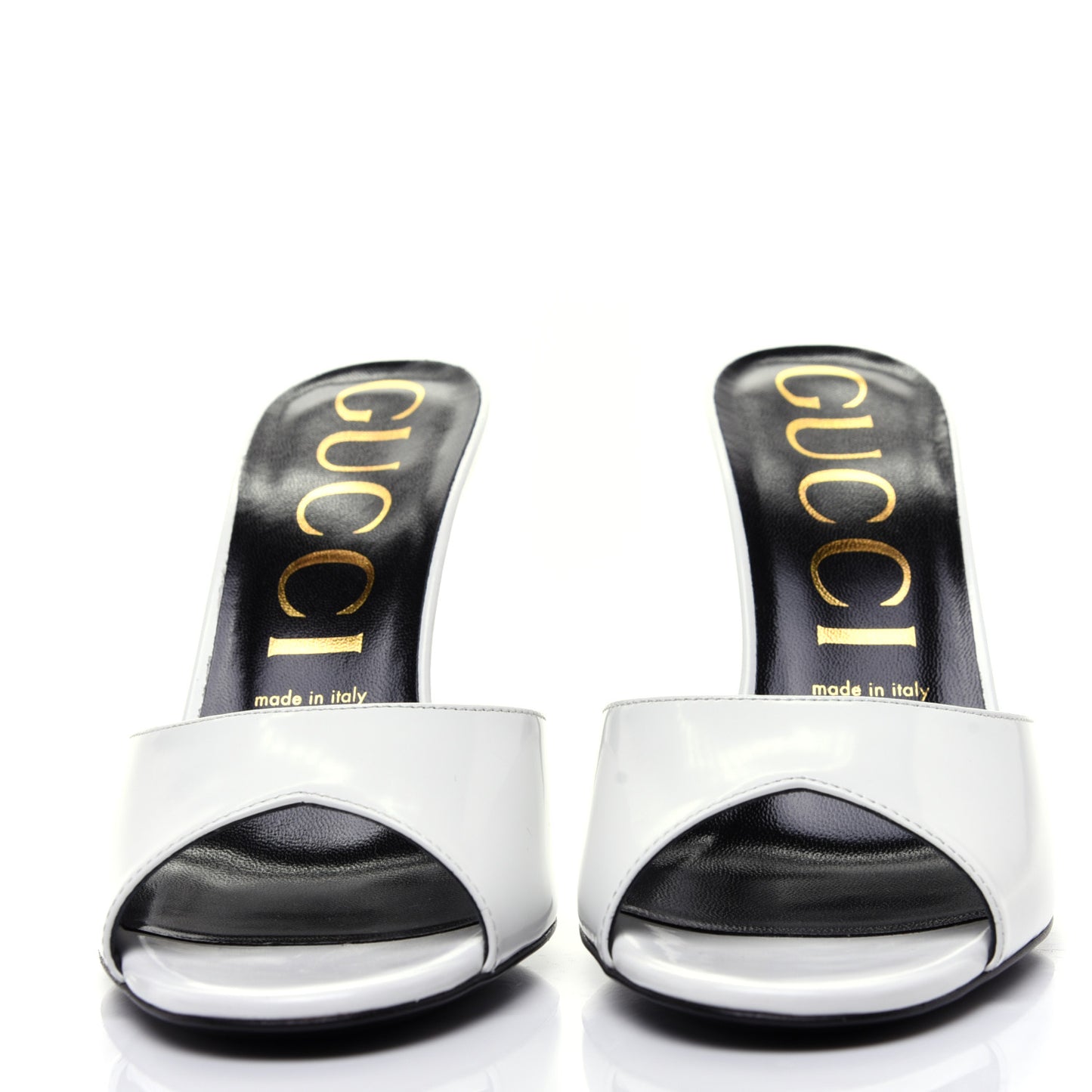 Polished Calfskin Scarlet Mid Heel Slide Sandals 39.5 Great White