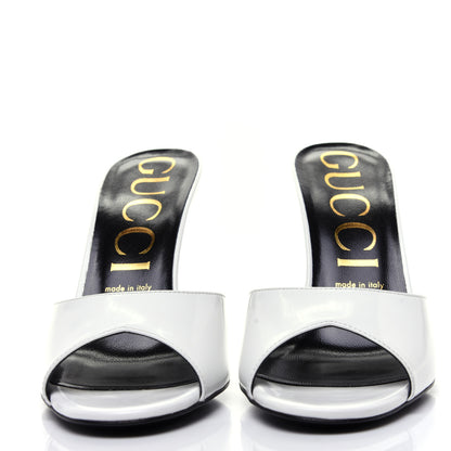 Gucci Polished Calfskin Scarlet Mid Heel Slide Sandals 39.5 Great White 2 of 12