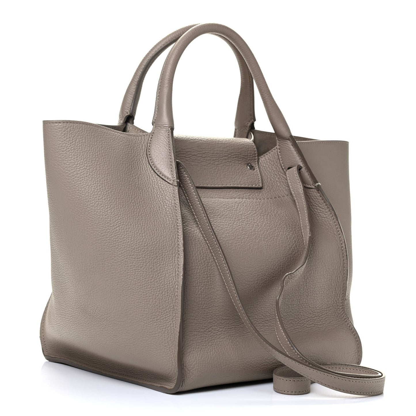 Supple Grained Calfskin Long Strap Small Big Bag Light Taupe