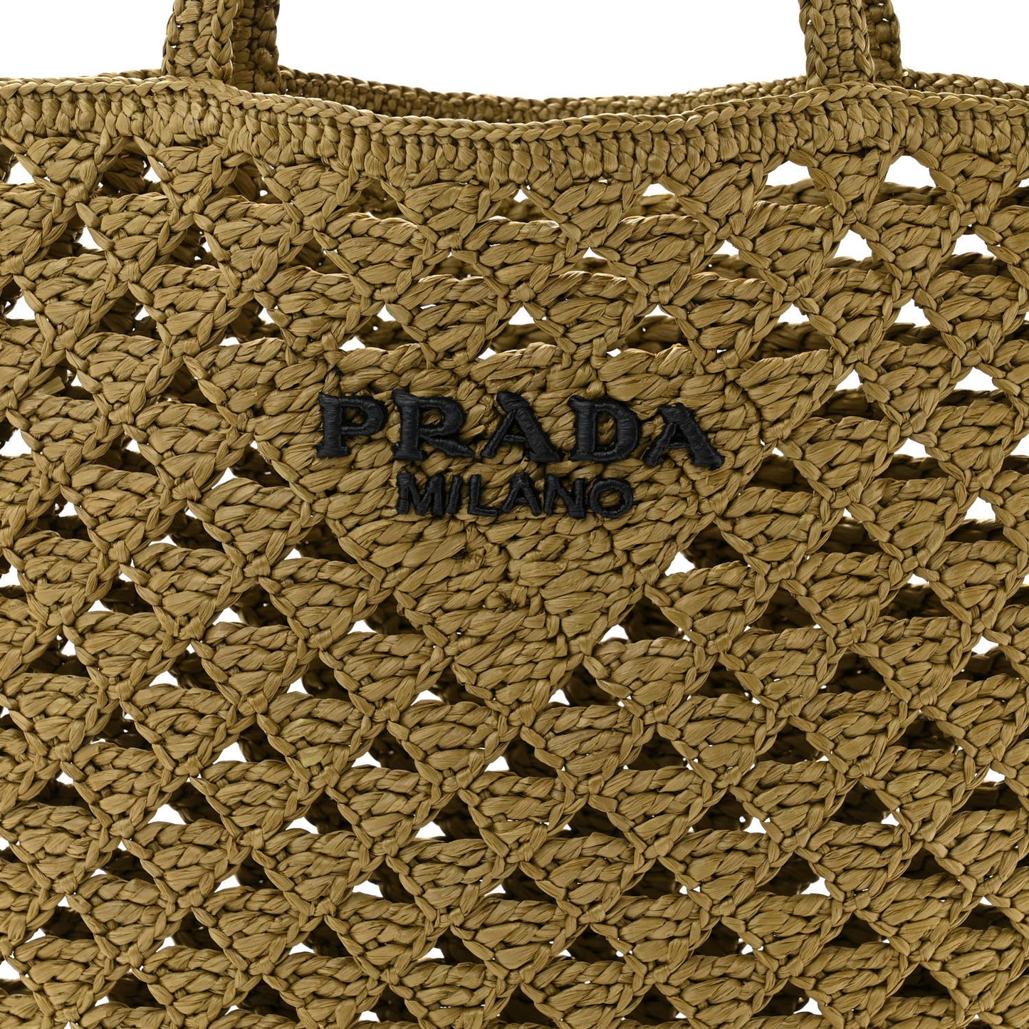 Yarn Raffia Effect Embroidered Logo Tote Oliva