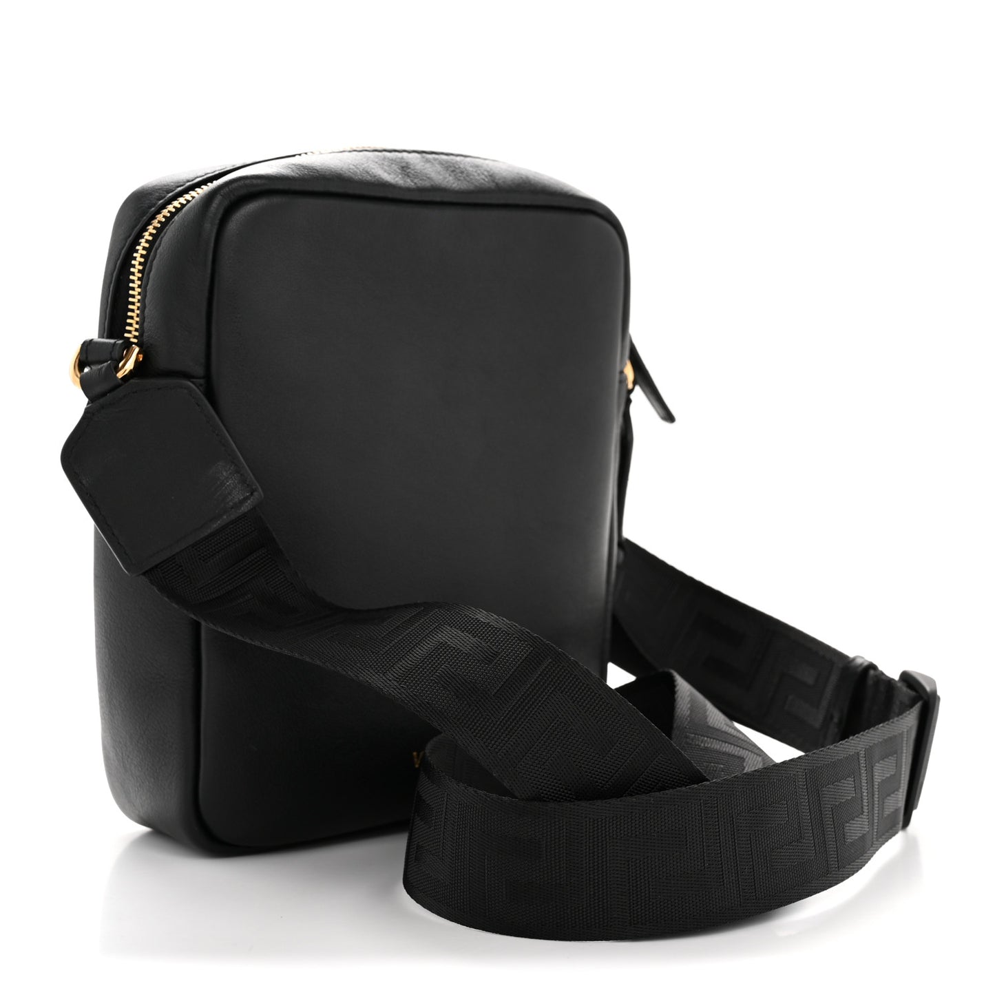 Calfskin Baroque Logo Messenger Bag Black