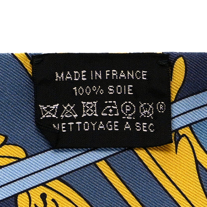 Hermes Silk Washington's Carriage Detail Twilly Gris Bleu Jean Jaune 3 of 6