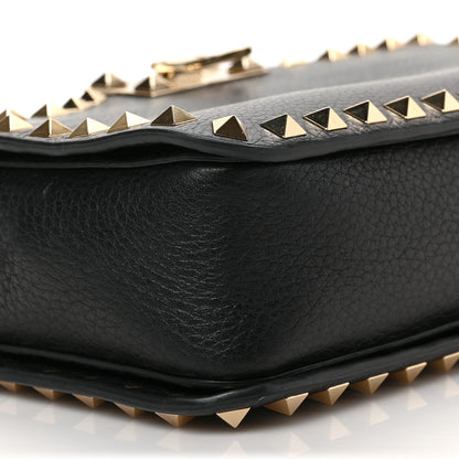 Valentino Garavani Grained Calfskin Rockstud Flip Lock Camera Crossbody Bag Black 7 of 8