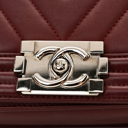 Chanel Calfskin Chevron Quilted Small Boy Flap Burgundy 12 of 13