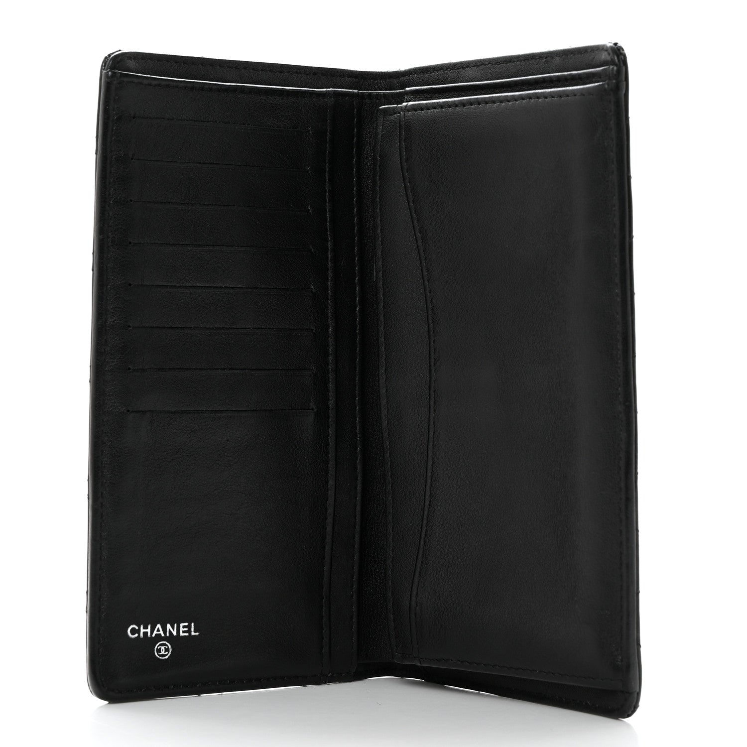 Chanel Striated Patent Calfskin Quilted Yen Wallet Black 8 of 8