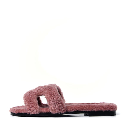 Hermes Woolskin Oran Sandals 37 Rose Aube 1 of 6