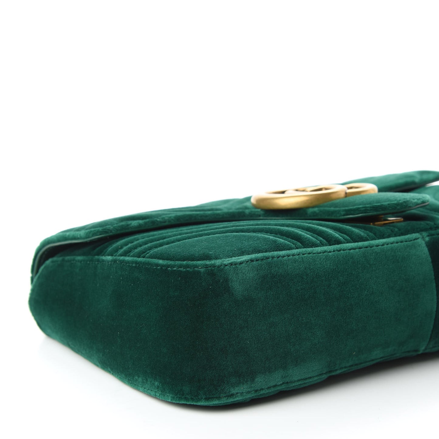 Velvet Matelasse Medium GG Marmont Shoulder Bag Emerald