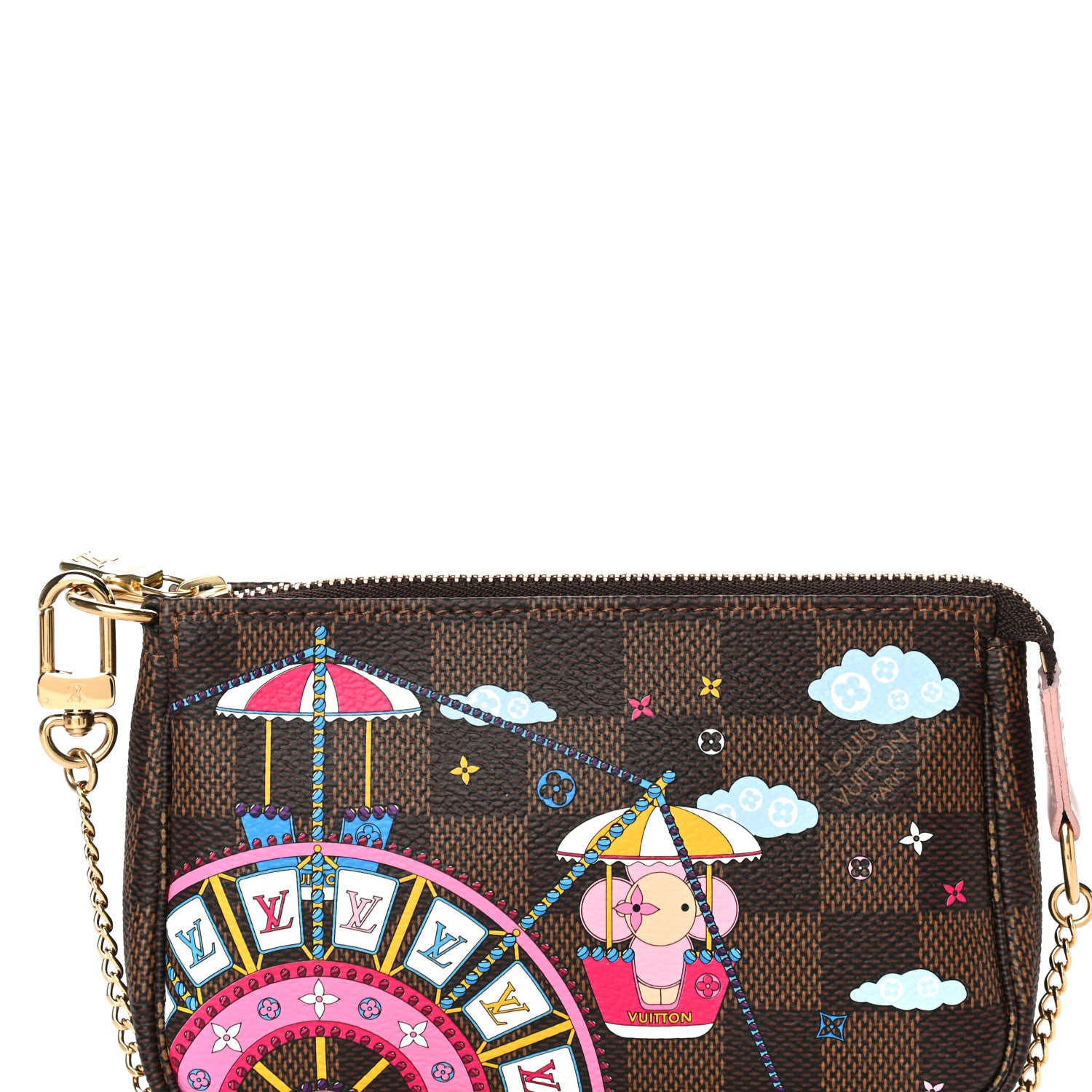 Louis Vuitton Damier Ebene 2020 Christmas Animation Big Wheel Mini Pochette Accessories Rose Ballerine 8 of 11