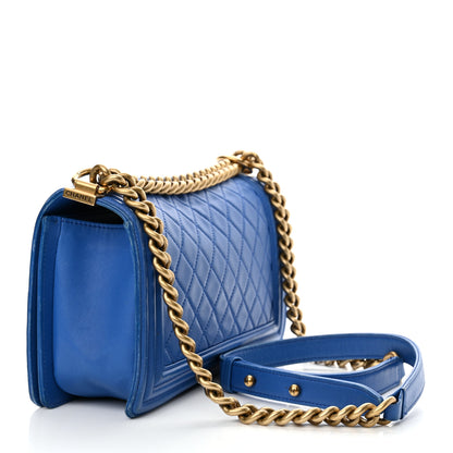 Chanel Lambskin Quilted Medium Boy Flap Blue 3 of 17