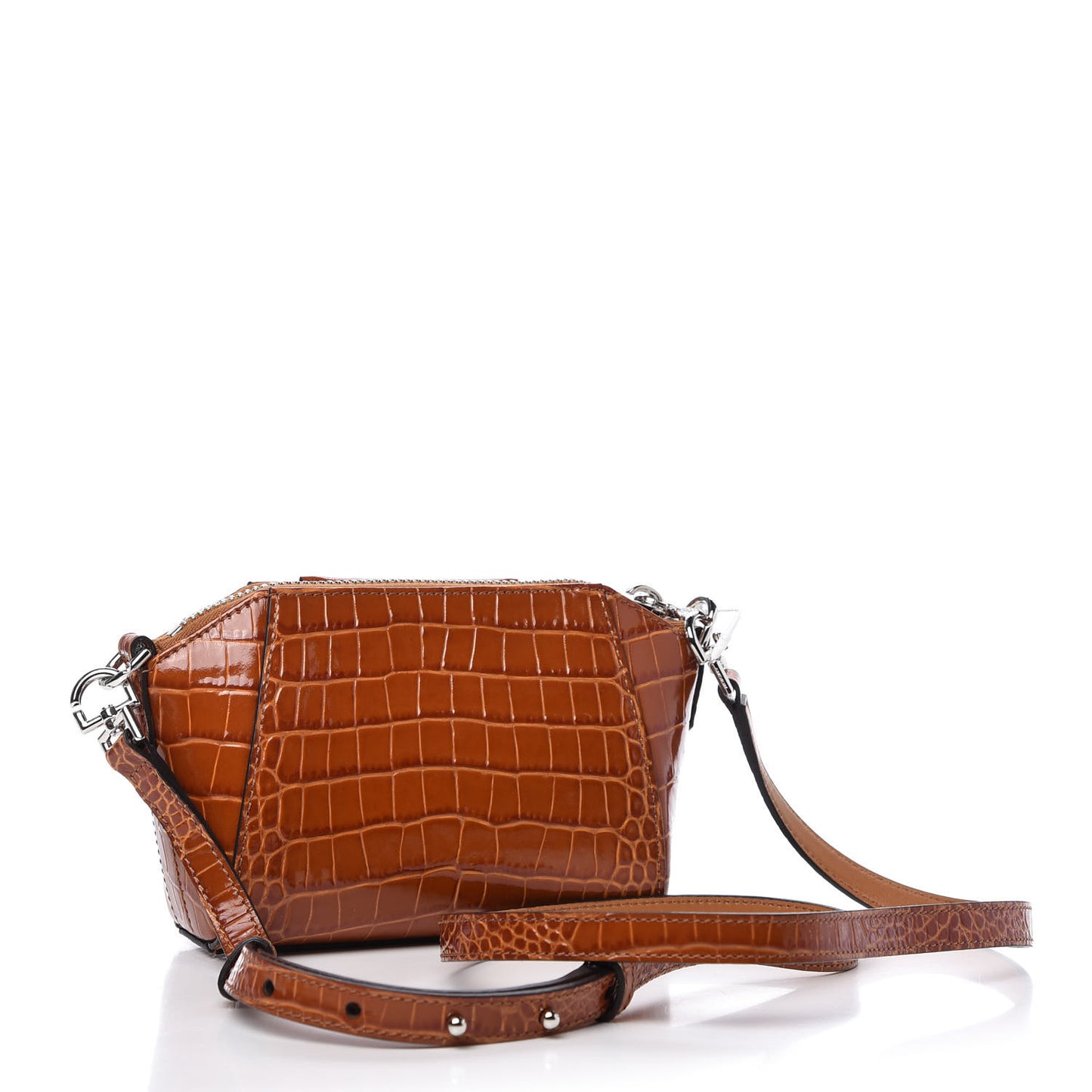 Calfskin Crocodile Embossed Nano Antigona Tan