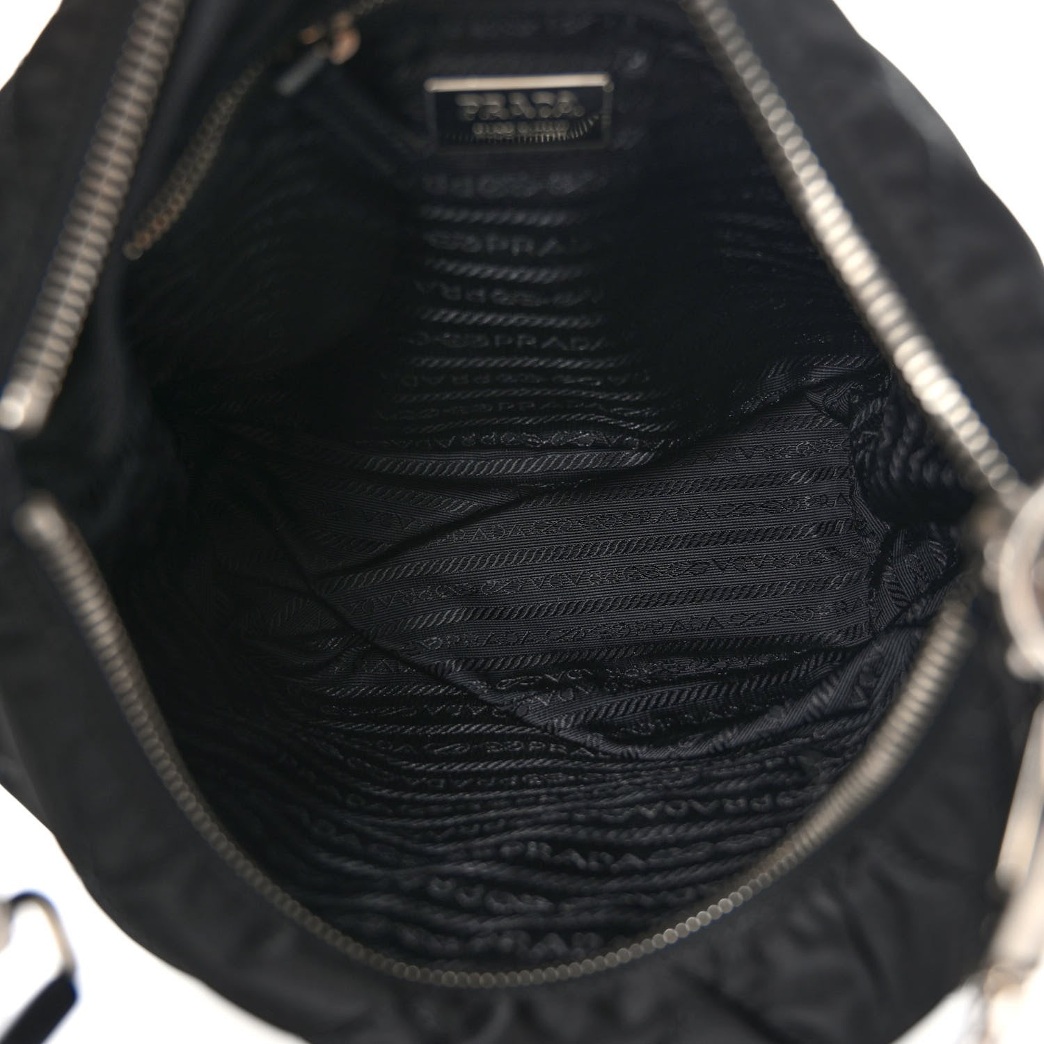 Prada Tessuto Nylon Stitched Hobo Black 5 of 9