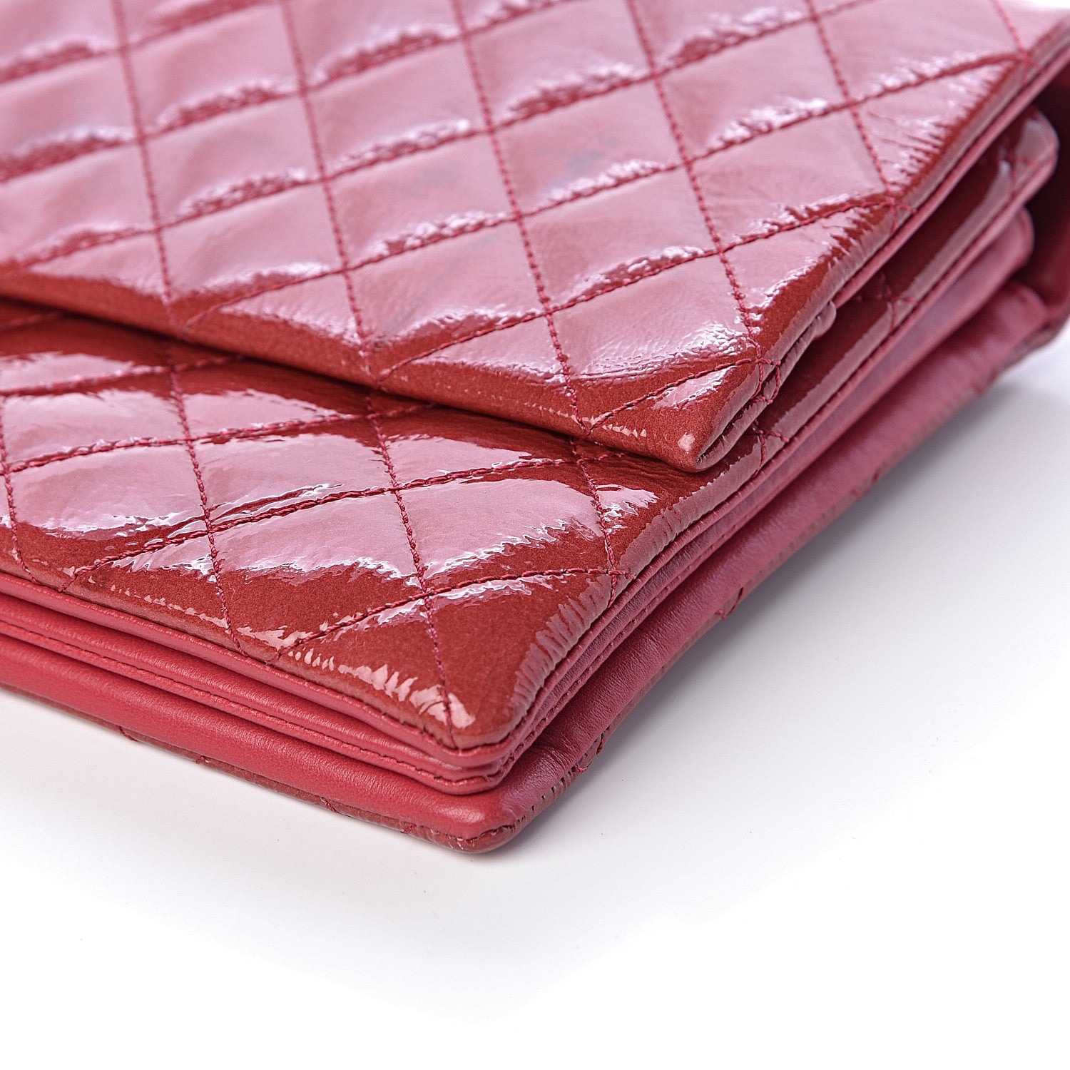 Chanel Patent Quilted 3 Pocket Accordion Flap Dark Pink 11 of 12
