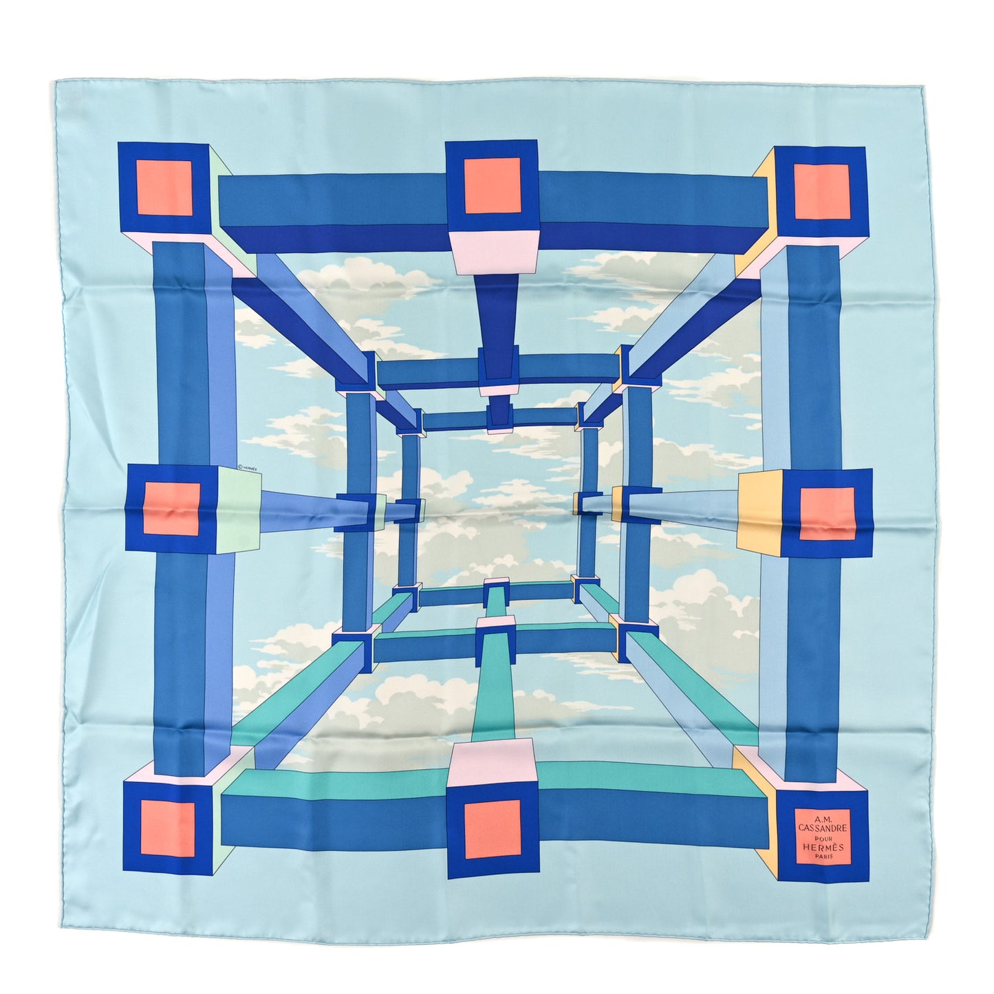 Silk Perspective II Cassandre Scarf 90 Ciel Turquoise