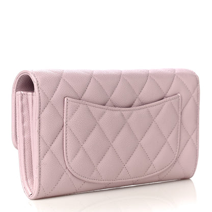 Chanel Caviar Quilted Large Gusset Flap Wallet Light Pink 3 of 12