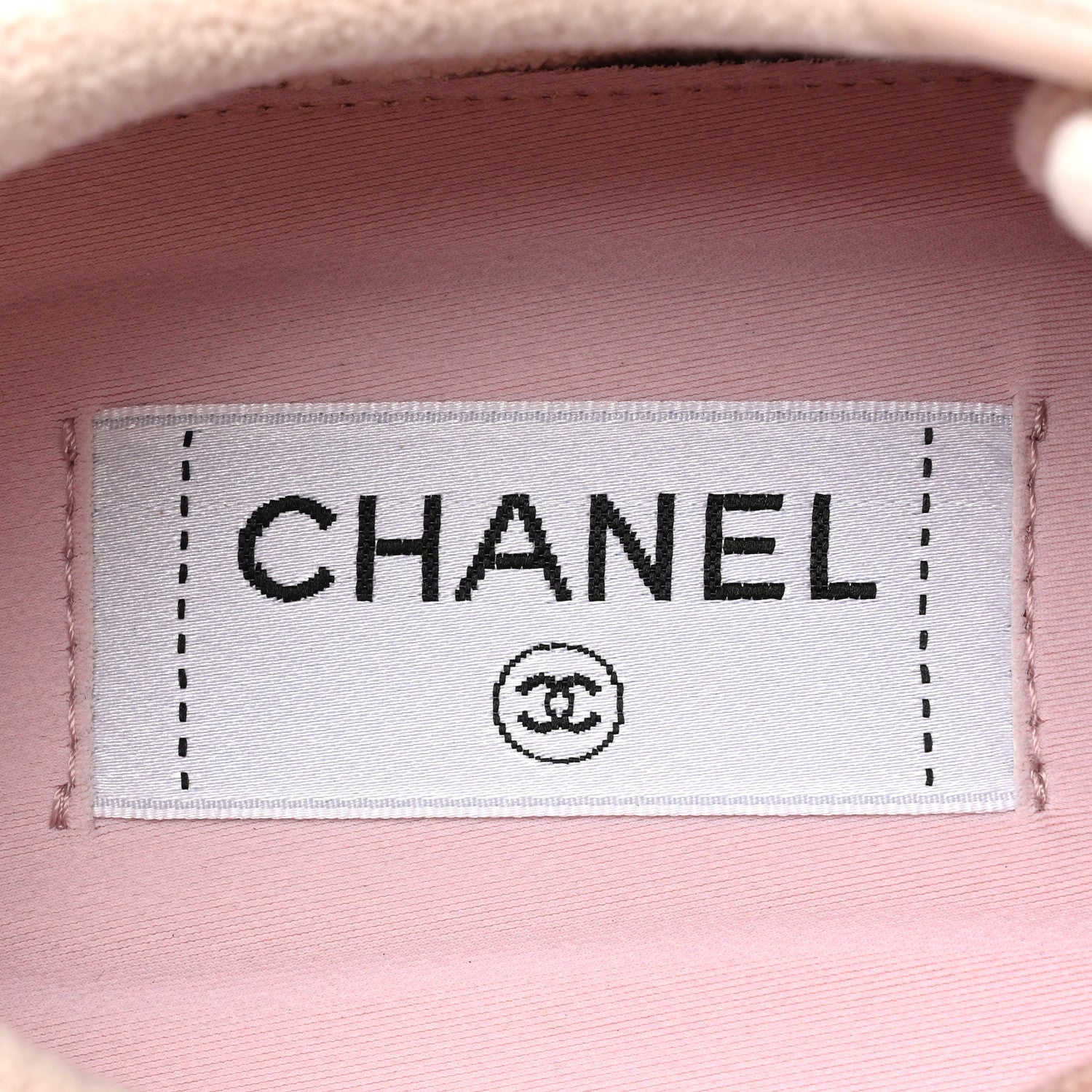 Chanel Grained Calfskin Fabric Womens Logo Sneakers 38 White Light Pink 8 of 10