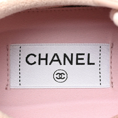 Chanel Grained Calfskin Fabric Womens Logo Sneakers 38 White Light Pink 8 of 10