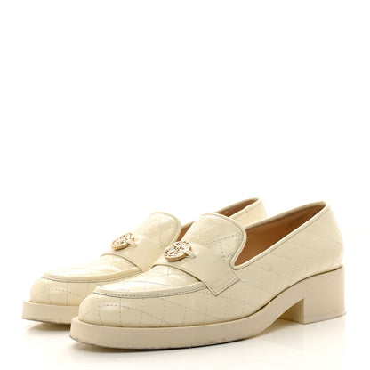 Chanel Calfskin Stitched CC Loafers 39 Ivory 3 of 10