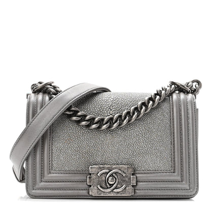 Chanel Galuchat Stingray Small Boy Flap Silver 1 of 10
