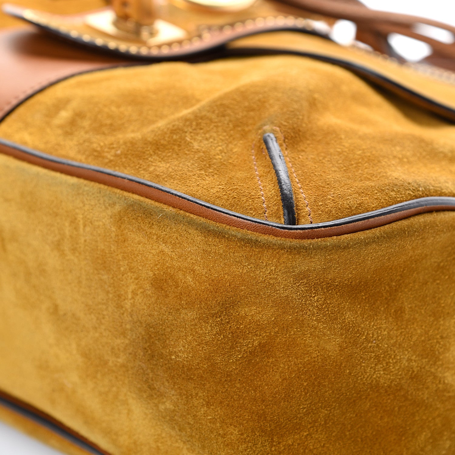 Chloe Suede Medium Lexa Shoulder Bag Mustard Brown 12 of 17