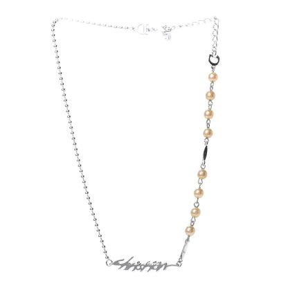 Christian Dior Pearl Logo Necklace Silver 3 of 4