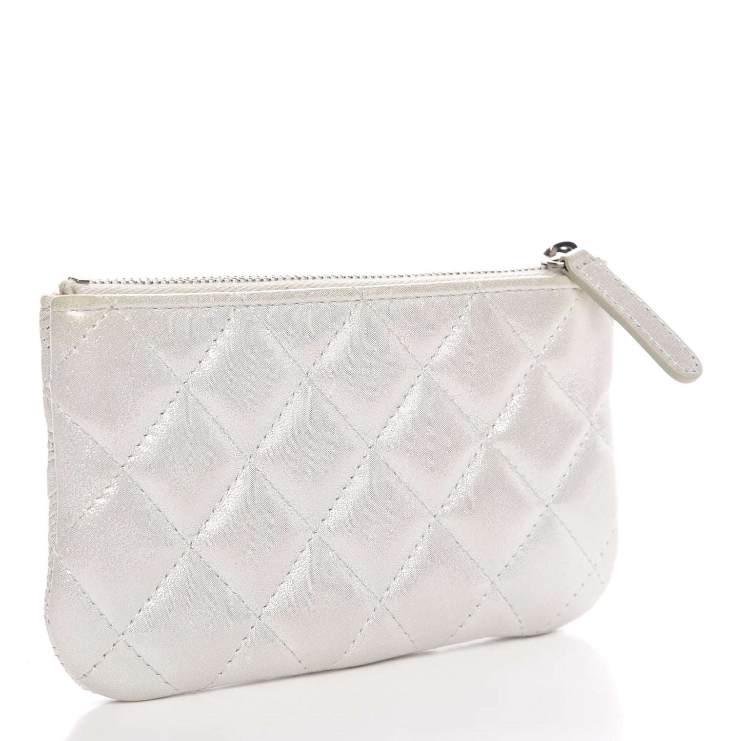 Metallic Lambskin Star Embossed Coin Purse Case Silver