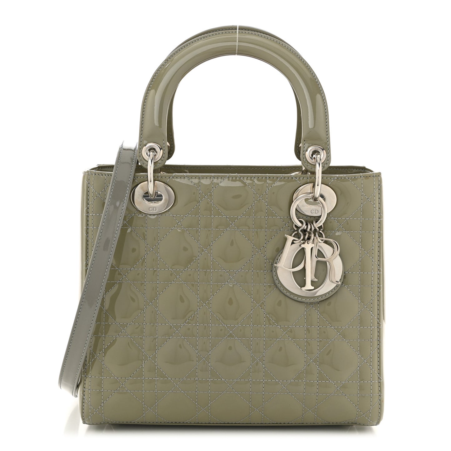 Patent Cannage Medium Lady Dior Grey