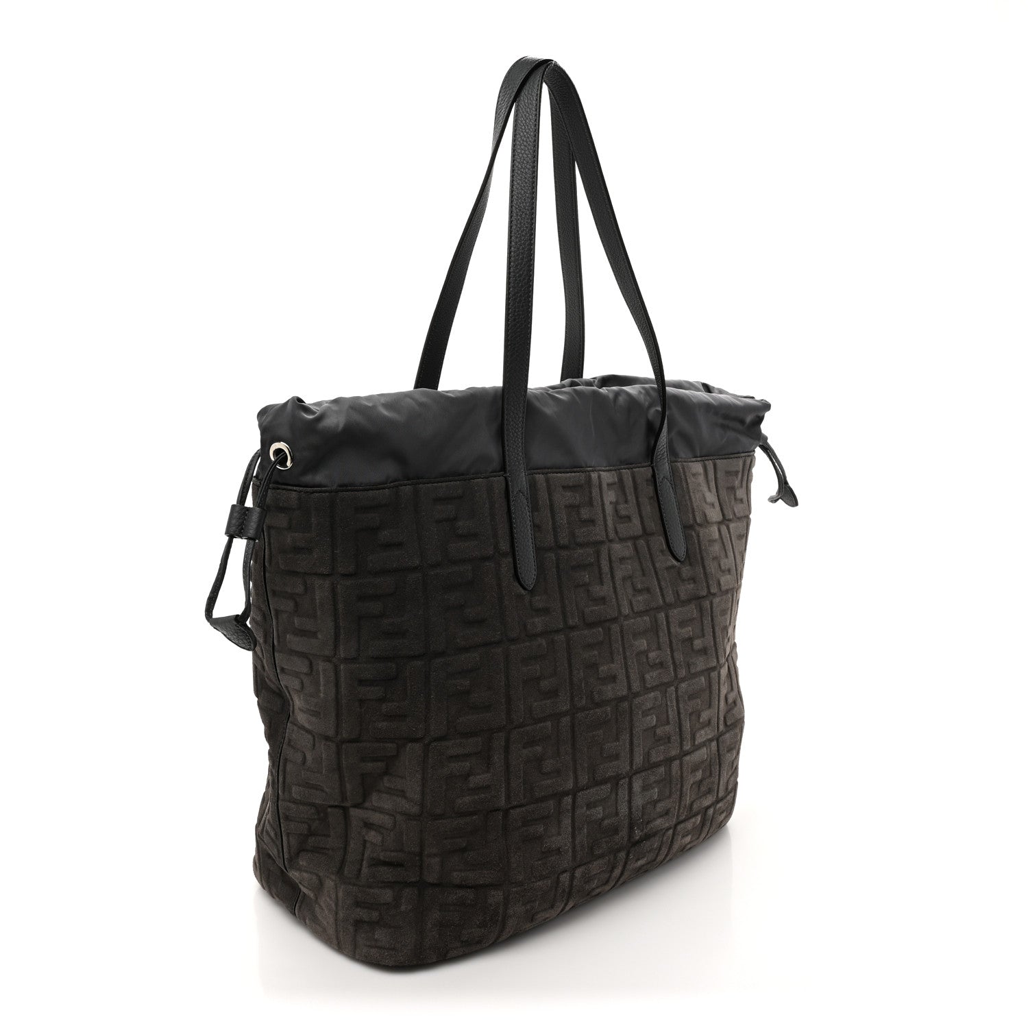 Fendi Suede FF Large Drawstring Tote Grey 2 of 15