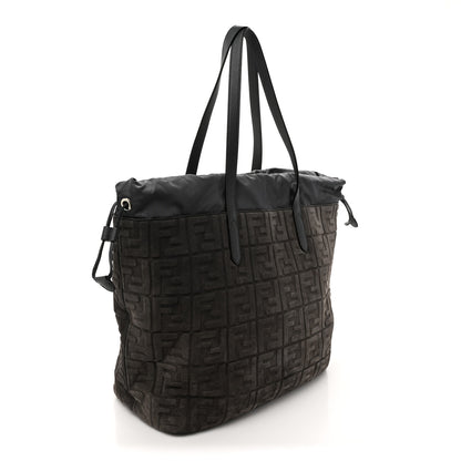 Fendi Suede FF Large Drawstring Tote Grey 2 of 15