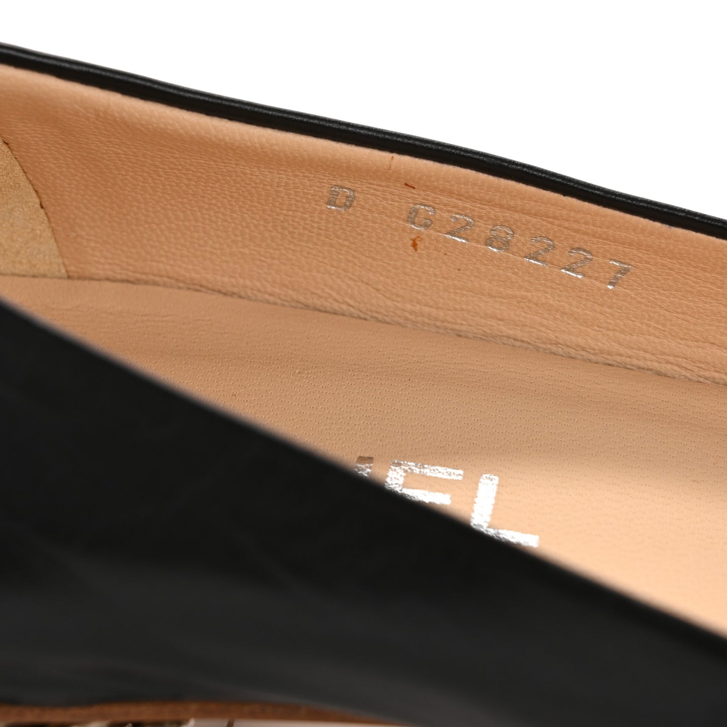 Lambskin Cap Toe Low Heel Chain Pumps 40 Black