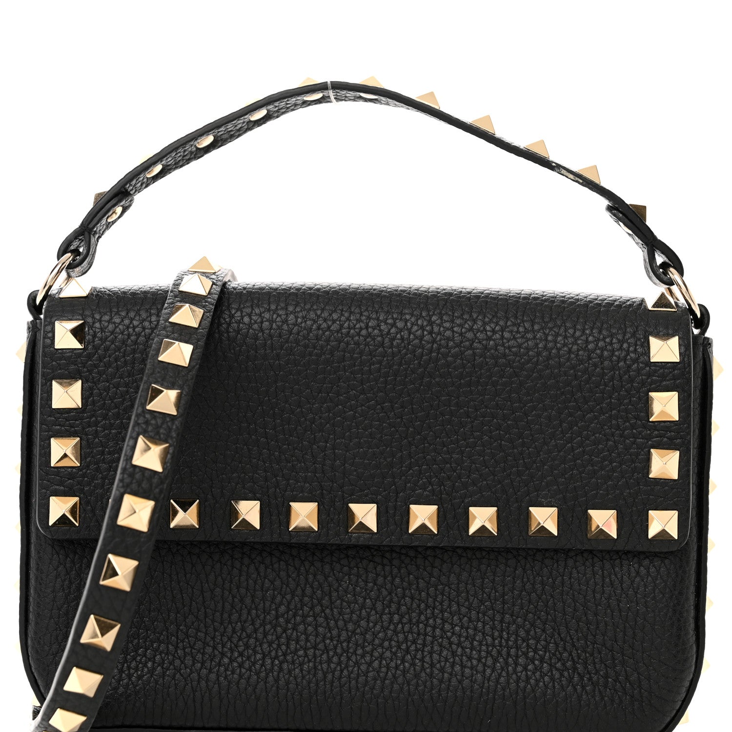 Valentino Garavani Grained Calfskin Rockstud Crossbody Bag Black 7 of 10