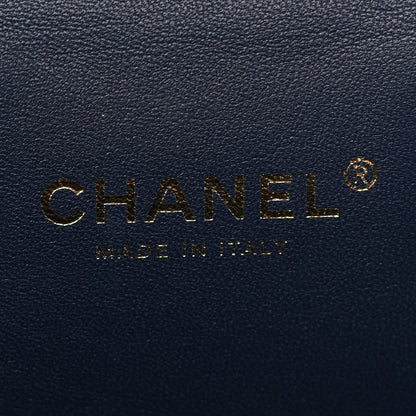 Chanel Printed Denim Quilted Mini Top Handle Vanity Case With Chain Dark Blue 6 of 10