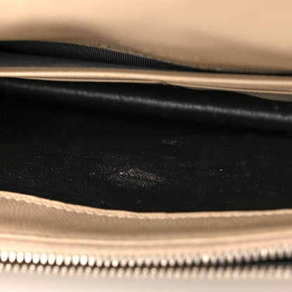 Saint Laurent Grain De Poudre Matelasse Chevron Monogram Envelope Chain Wallet Dark Beige 9 of 10