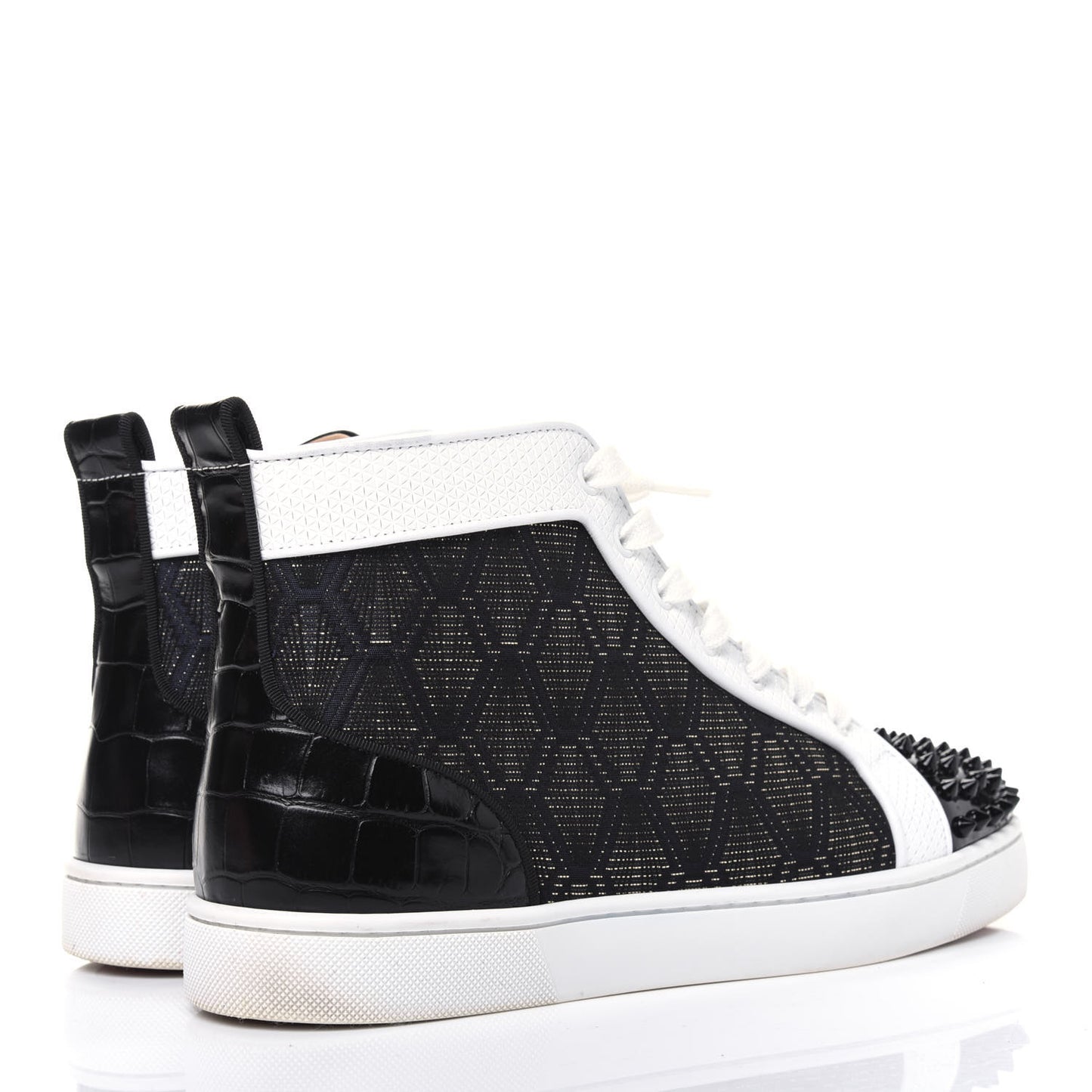 Fabric Calfskin Croc Embossed Mens Lou Spikes Orlato Flat Sneakers 42 Multicolor